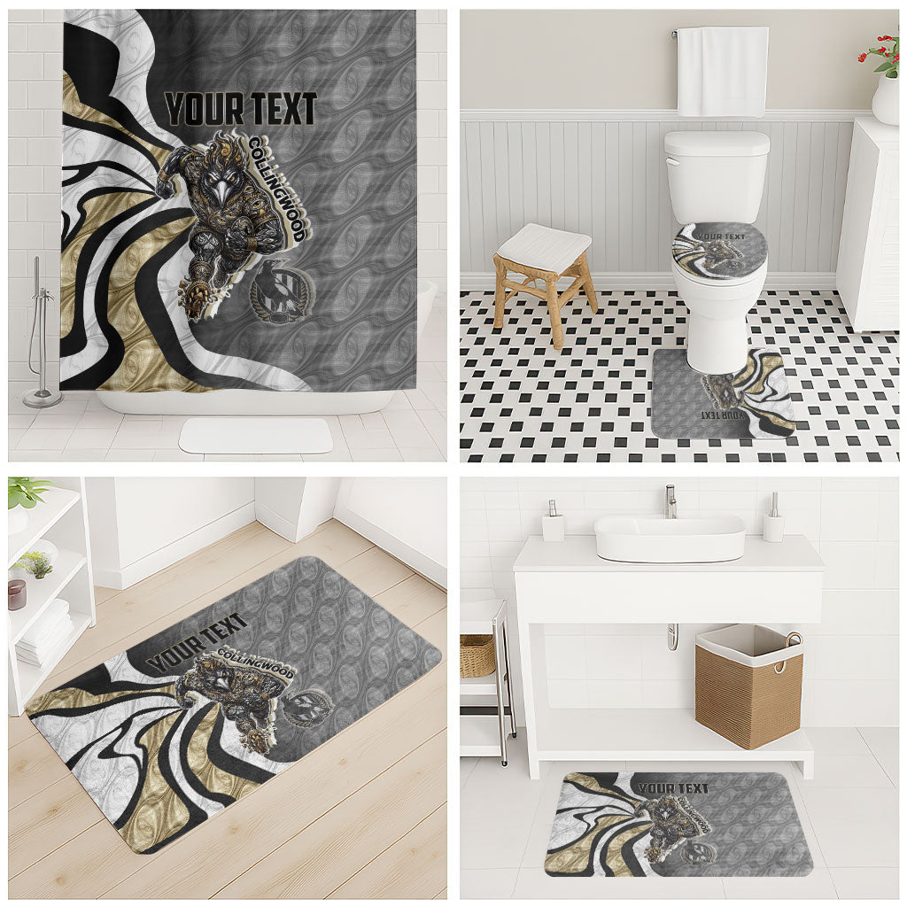 Personalised Collingwood Magpies Bathroom Set Trippy Psychedelic Abstract Art Mascot Football Fans