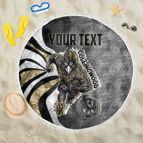 Personalised Collingwood Magpies Beach Blanket Trippy Psychedelic Abstract Art Mascot Football Fans