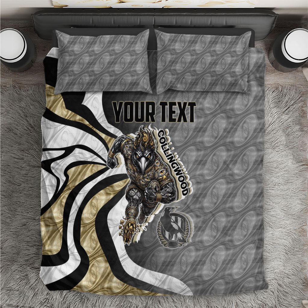 Personalised Collingwood Magpies Bedding Set Trippy Psychedelic Abstract Art Mascot Football Fans