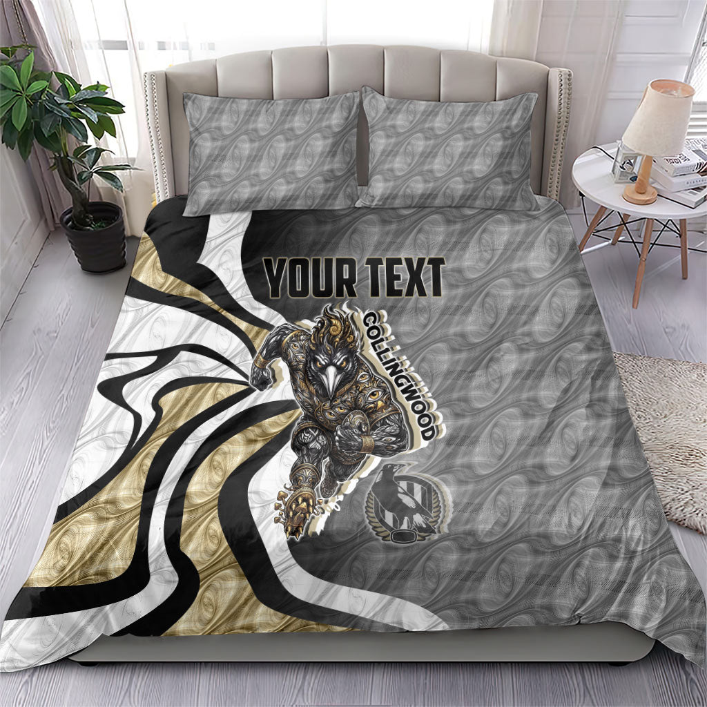 Personalised Collingwood Magpies Bedding Set Trippy Psychedelic Abstract Art Mascot Football Fans