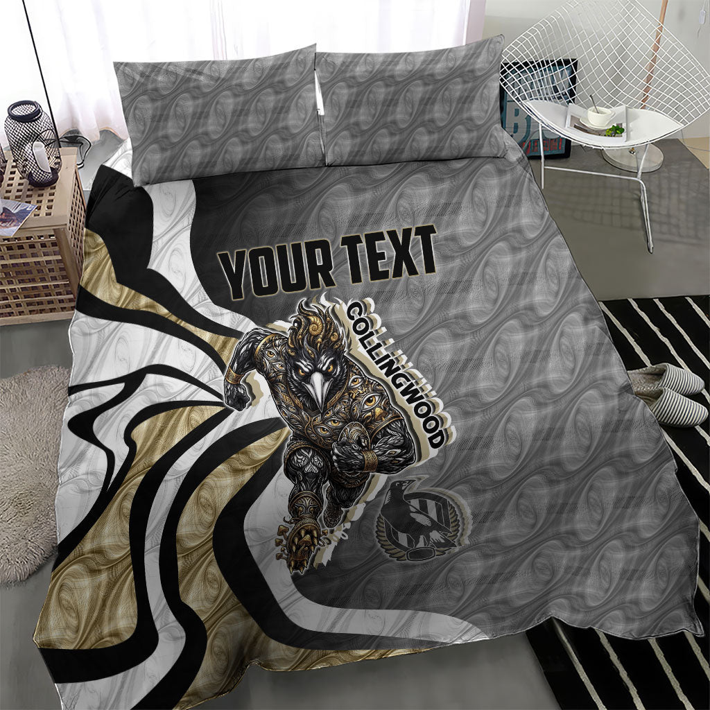 Personalised Collingwood Magpies Bedding Set Trippy Psychedelic Abstract Art Mascot Football Fans