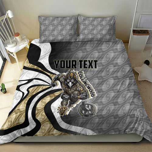 Personalised Collingwood Magpies Bedding Set Trippy Psychedelic Abstract Art Mascot Football Fans
