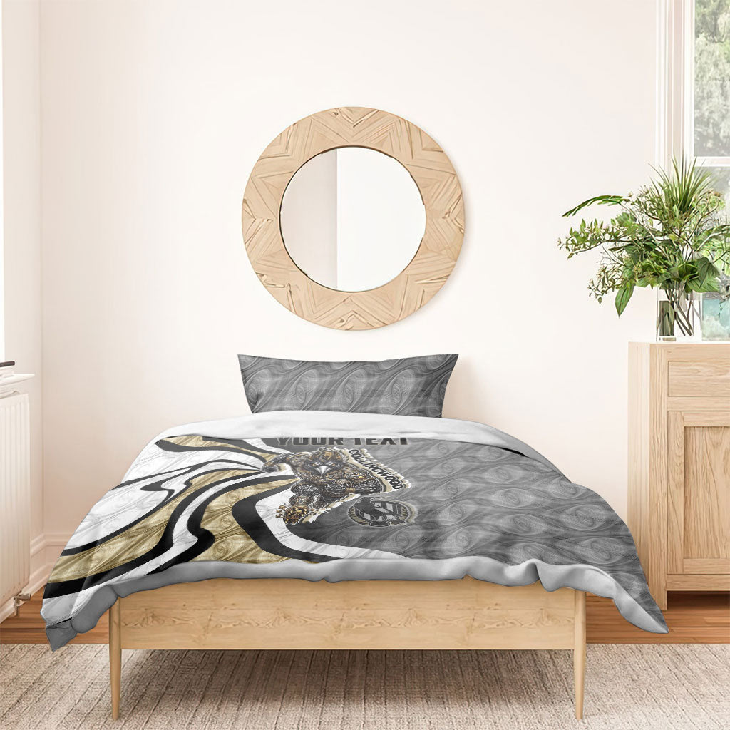 Personalised Collingwood Magpies Bedding Set Trippy Psychedelic Abstract Art Mascot Football Fans