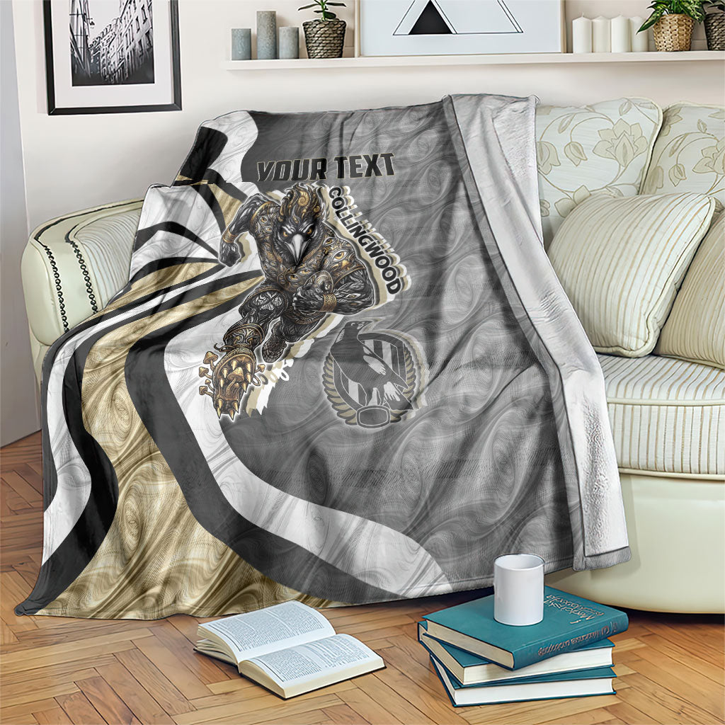 Personalised Collingwood Magpies Blanket Trippy Psychedelic Abstract Art Mascot Football Fans