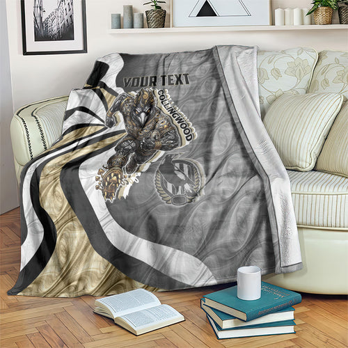 Personalised Collingwood Magpies Blanket Trippy Psychedelic Abstract Art Mascot Football Fans