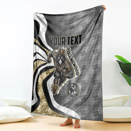 Personalised Collingwood Magpies Blanket Trippy Psychedelic Abstract Art Mascot Football Fans