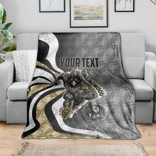 Personalised Collingwood Magpies Blanket Trippy Psychedelic Abstract Art Mascot Football Fans
