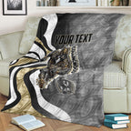 Personalised Collingwood Magpies Blanket Trippy Psychedelic Abstract Art Mascot Football Fans