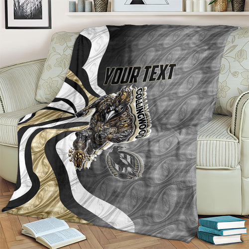 Personalised Collingwood Magpies Blanket Trippy Psychedelic Abstract Art Mascot Football Fans