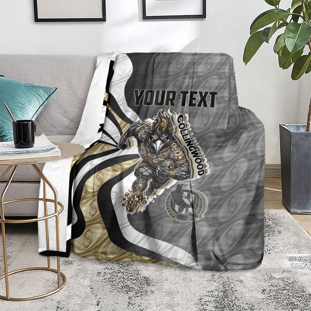 Personalised Collingwood Magpies Blanket Trippy Psychedelic Abstract Art Mascot Football Fans