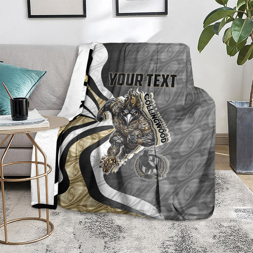 Personalised Collingwood Magpies Blanket Trippy Psychedelic Abstract Art Mascot Football Fans