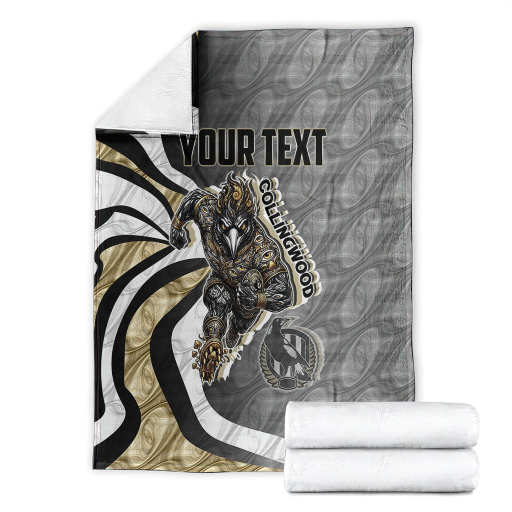 Personalised Collingwood Magpies Blanket Trippy Psychedelic Abstract Art Mascot Football Fans