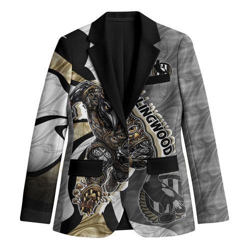 Personalised Collingwood Magpies Blazer Trippy Psychedelic Abstract Art Mascot Football Fans