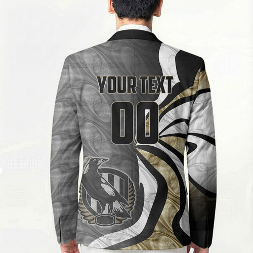 Personalised Collingwood Magpies Blazer Trippy Psychedelic Abstract Art Mascot Football Fans