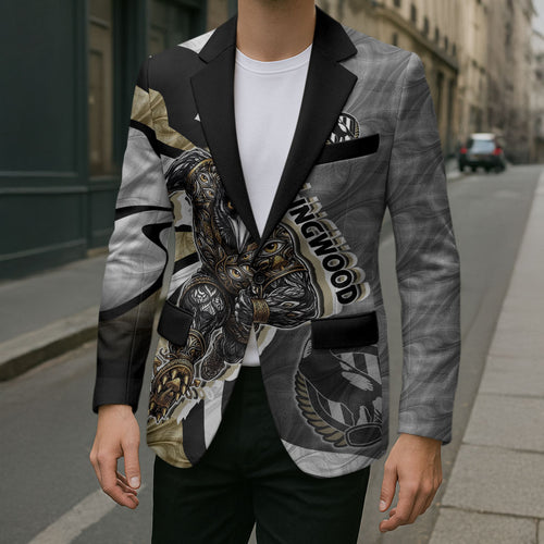 Personalised Collingwood Magpies Blazer Trippy Psychedelic Abstract Art Mascot Football Fans