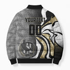 Personalised Collingwood Magpies Bomber Puffer Jacket Trippy Psychedelic Abstract Art Mascot Football Fans