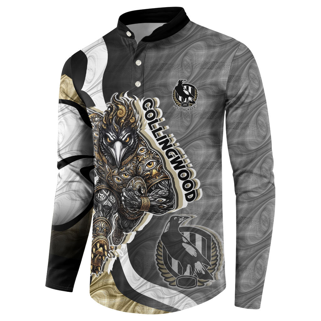 Personalised Collingwood Magpies Button Sweatshirt Trippy Psychedelic Abstract Art Mascot Football Fans