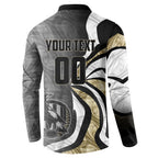Personalised Collingwood Magpies Button Sweatshirt Trippy Psychedelic Abstract Art Mascot Football Fans