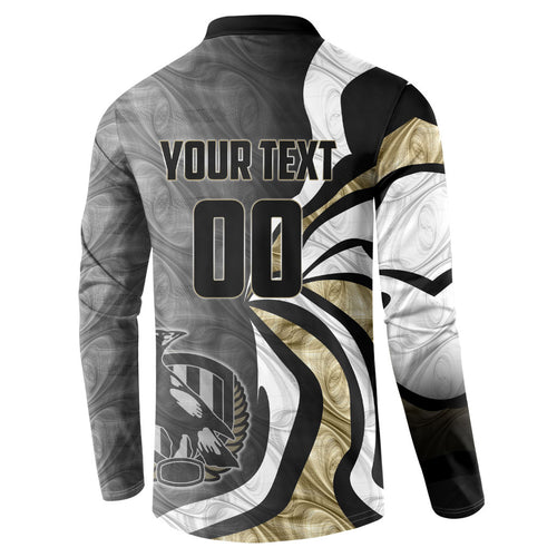 Personalised Collingwood Magpies Button Sweatshirt Trippy Psychedelic Abstract Art Mascot Football Fans