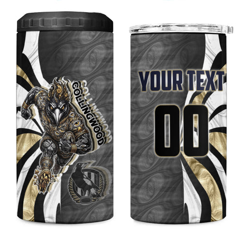 Personalised Collingwood Magpies 4 in 1 Can Cooler Tumbler Trippy Psychedelic Abstract Art Mascot Football Fans
