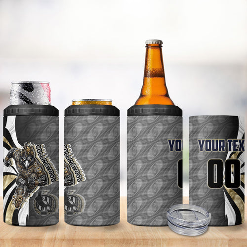 Personalised Collingwood Magpies 4 in 1 Can Cooler Tumbler Trippy Psychedelic Abstract Art Mascot Football Fans