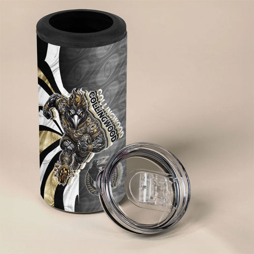 Personalised Collingwood Magpies 4 in 1 Can Cooler Tumbler Trippy Psychedelic Abstract Art Mascot Football Fans