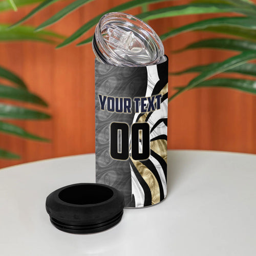 Personalised Collingwood Magpies 4 in 1 Can Cooler Tumbler Trippy Psychedelic Abstract Art Mascot Football Fans