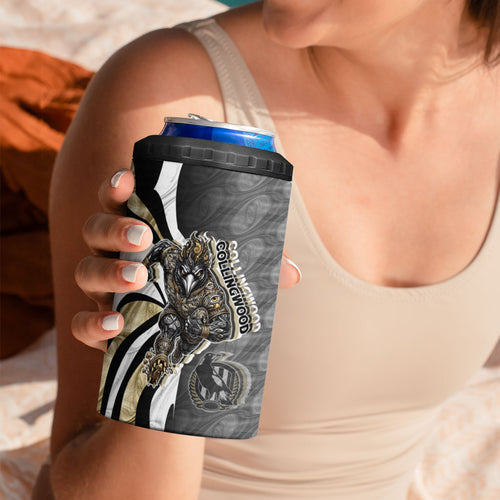 Personalised Collingwood Magpies 4 in 1 Can Cooler Tumbler Trippy Psychedelic Abstract Art Mascot Football Fans