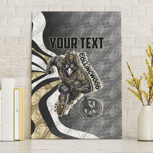 Personalised Collingwood Magpies Canvas Wall Art Trippy Psychedelic Abstract Art Mascot Football Fans
