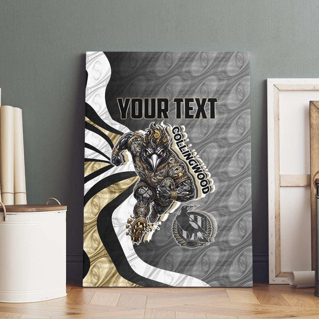 Personalised Collingwood Magpies Canvas Wall Art Trippy Psychedelic Abstract Art Mascot Football Fans
