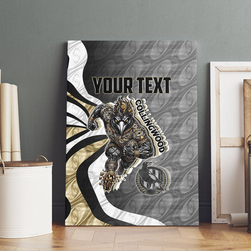 Personalised Collingwood Magpies Canvas Wall Art Trippy Psychedelic Abstract Art Mascot Football Fans