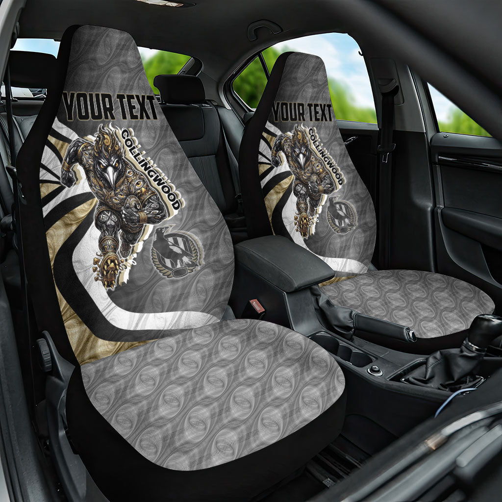 Personalised Collingwood Magpies Car Seat Cover Trippy Psychedelic Abstract Art Mascot Football Fans