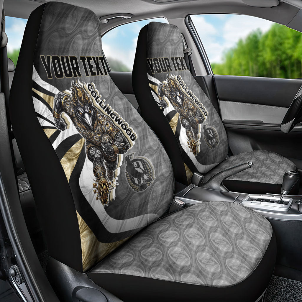 Personalised Collingwood Magpies Car Seat Cover Trippy Psychedelic Abstract Art Mascot Football Fans