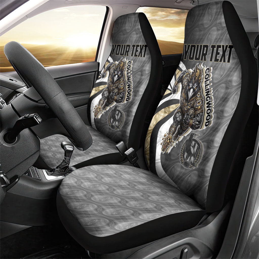 Personalised Collingwood Magpies Car Seat Cover Trippy Psychedelic Abstract Art Mascot Football Fans