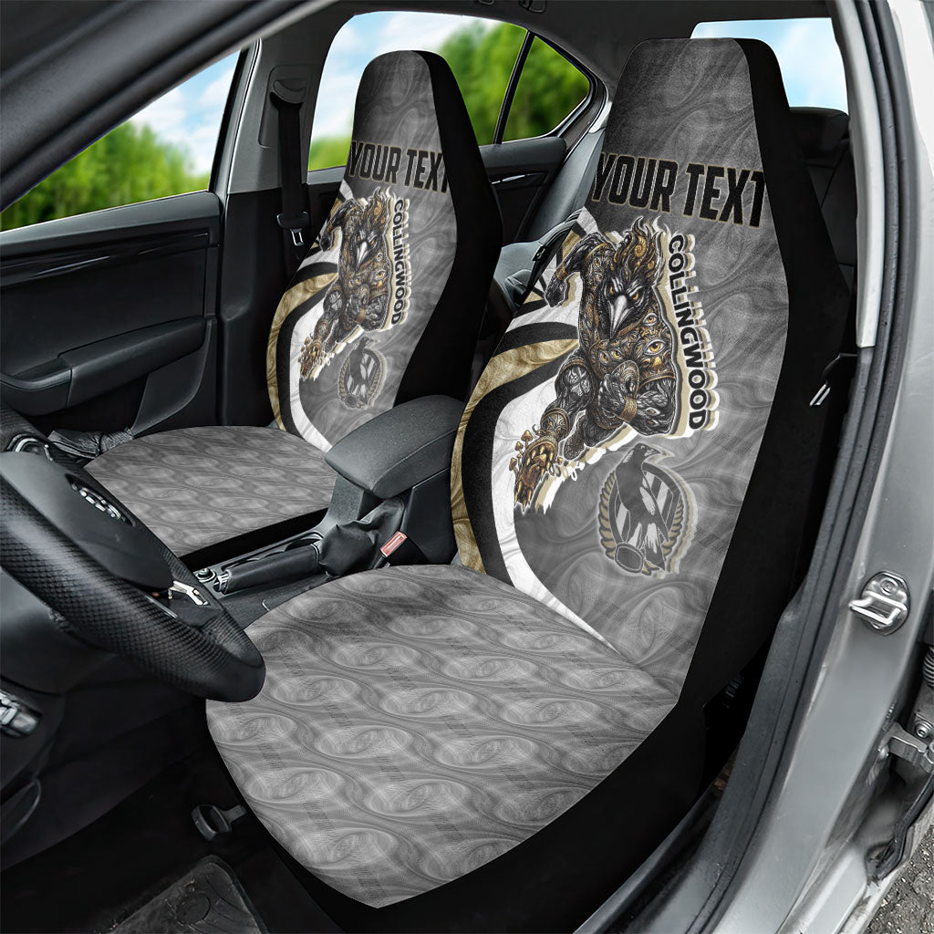 Personalised Collingwood Magpies Car Seat Cover Trippy Psychedelic Abstract Art Mascot Football Fans