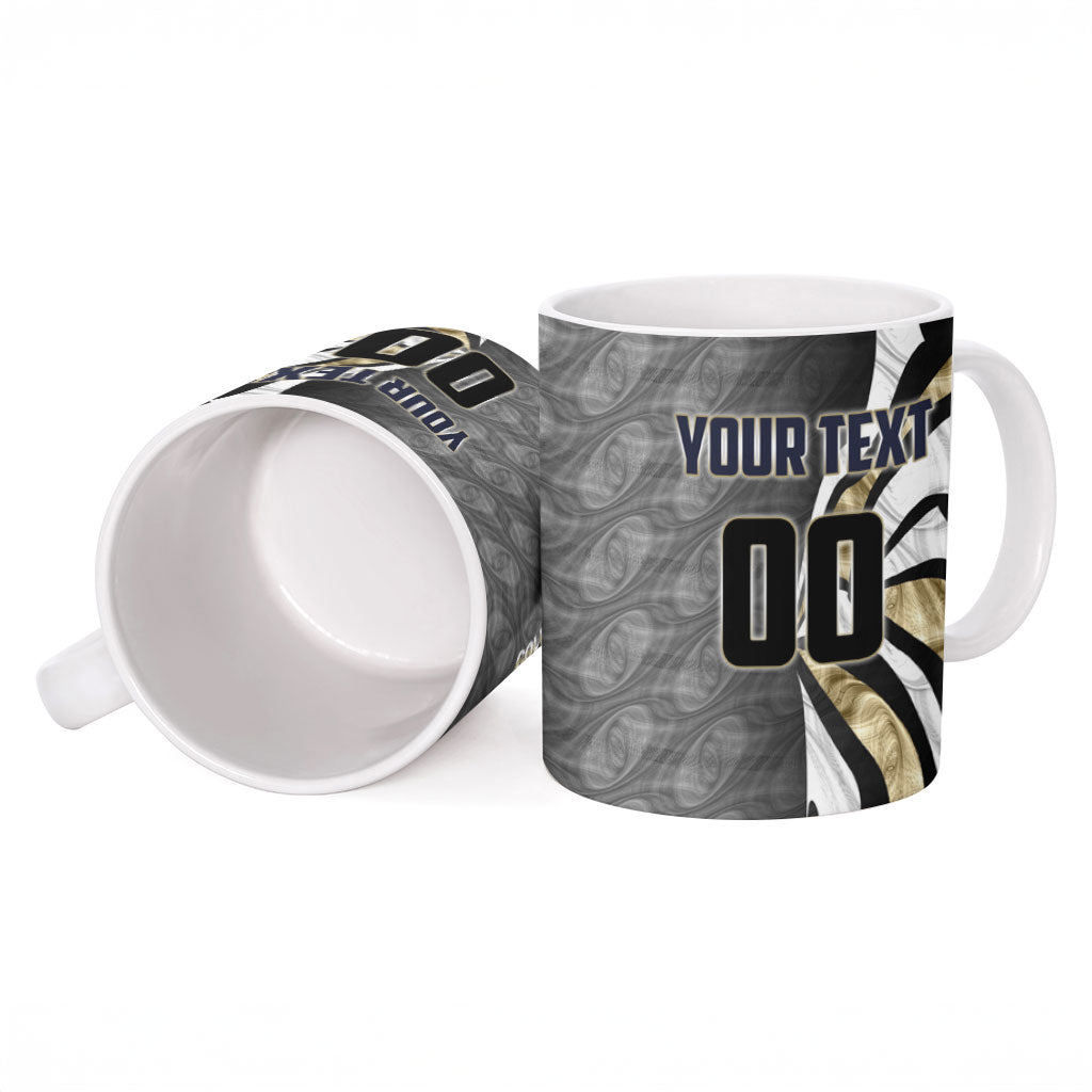 Personalised Collingwood Magpies Ceramic Mug Trippy Psychedelic Abstract Art Mascot Football Fans