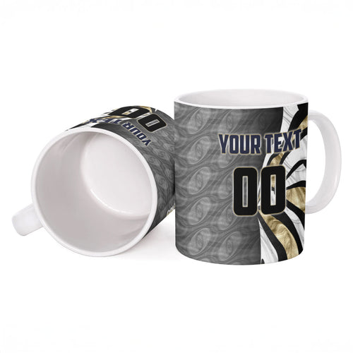 Personalised Collingwood Magpies Ceramic Mug Trippy Psychedelic Abstract Art Mascot Football Fans