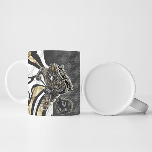 Personalised Collingwood Magpies Ceramic Mug Trippy Psychedelic Abstract Art Mascot Football Fans