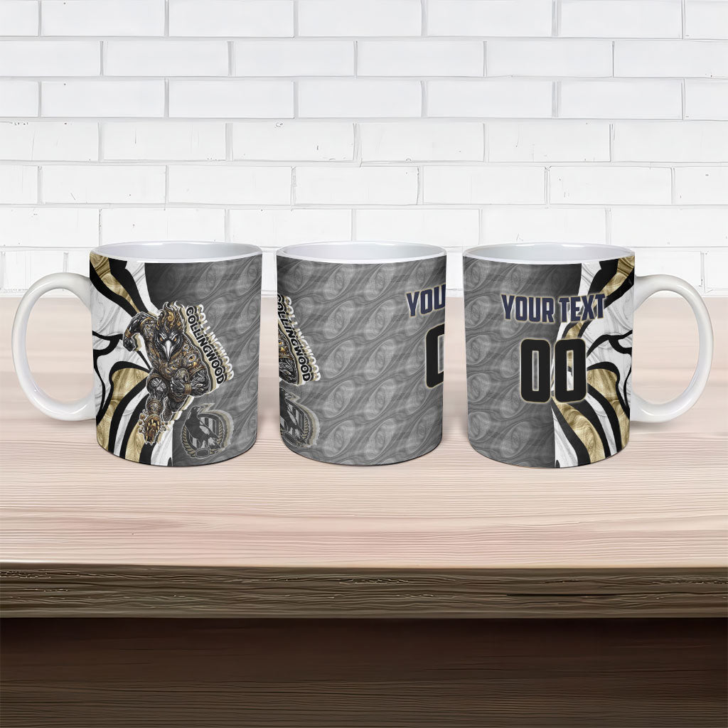 Personalised Collingwood Magpies Ceramic Mug Trippy Psychedelic Abstract Art Mascot Football Fans