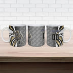 Personalised Collingwood Magpies Ceramic Mug Trippy Psychedelic Abstract Art Mascot Football Fans