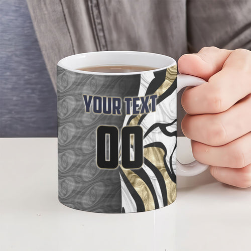 Personalised Collingwood Magpies Ceramic Mug Trippy Psychedelic Abstract Art Mascot Football Fans