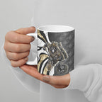 Personalised Collingwood Magpies Ceramic Mug Trippy Psychedelic Abstract Art Mascot Football Fans