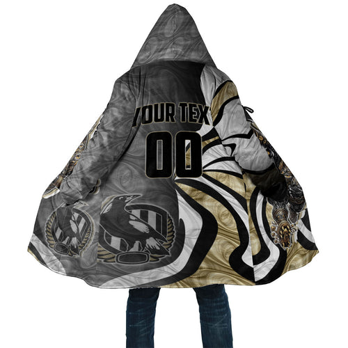Personalised Collingwood Magpies Cloak Trippy Psychedelic Abstract Art Mascot Football Fans