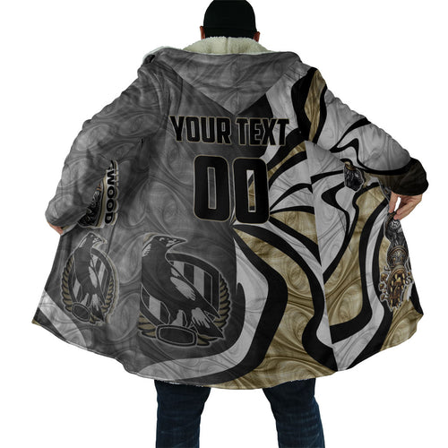 Personalised Collingwood Magpies Cloak Trippy Psychedelic Abstract Art Mascot Football Fans