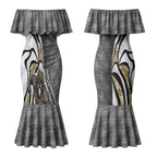 Personalised Collingwood Magpies Couples Matching Mermaid Dress and Hawaiian Shirt Trippy Psychedelic Abstract Art Mascot Football Fans