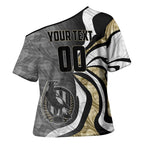 Personalised Collingwood Magpies Cross Shoulder Shirt Trippy Psychedelic Abstract Art Mascot Football Fans