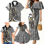 Personalised Collingwood Magpies Family Matching Mermaid Dress and Hawaiian Shirt Trippy Psychedelic Abstract Art Mascot Football Fans