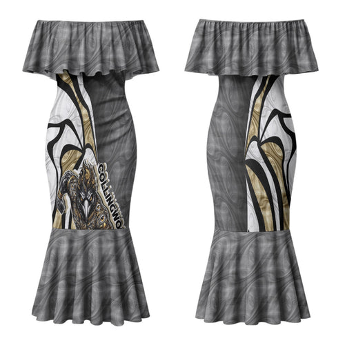 Personalised Collingwood Magpies Family Matching Mermaid Dress and Hawaiian Shirt Trippy Psychedelic Abstract Art Mascot Football Fans