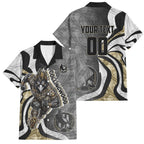 Personalised Collingwood Magpies Family Matching Mermaid Dress and Hawaiian Shirt Trippy Psychedelic Abstract Art Mascot Football Fans