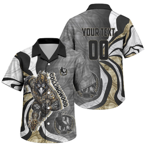 Personalised Collingwood Magpies Family Matching Puletasi and Hawaiian Shirt Trippy Psychedelic Abstract Art Mascot Football Fans